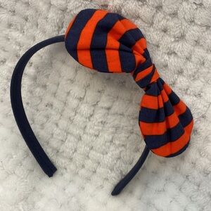 2/$15 Navy blue and orange striped bow headband